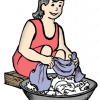 illustration of a woman washing clothes