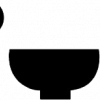 illustration of food icon composed of a fork, a soup bowl, and a top view of a drinking glass