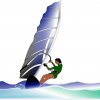 Engage in the sport or activity of riding on water on a sailboard.