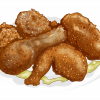 A colored illustration of a fried chicken